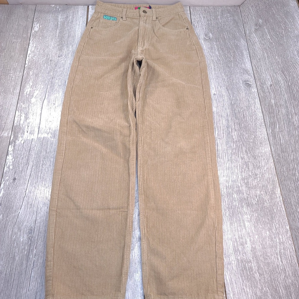 Empyre Corduroy Pants Women Size 1 Tan Khaki Straight Leg Skater High Waist